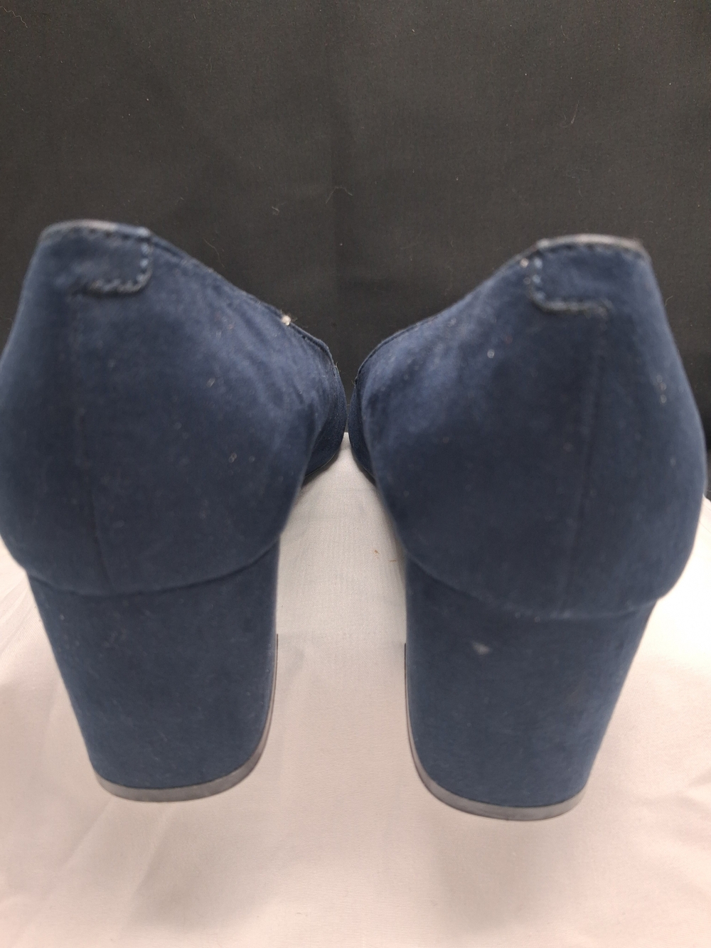 Nine West Navy Blue Suede Block Heel Pumps - Picture 3 of 5